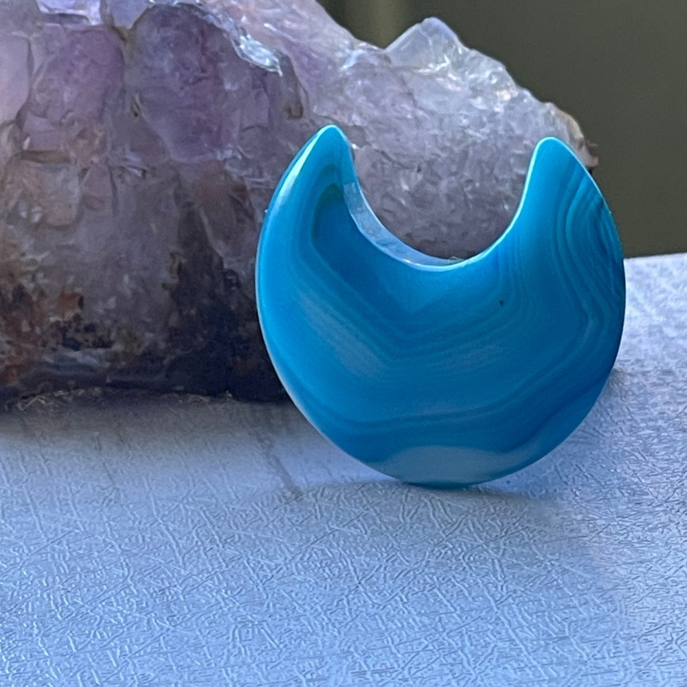 Blue Laced Agate Crystal Crescent Moon Stone Air Conditioner Clip Car Jewelry - Picture 11 of 14